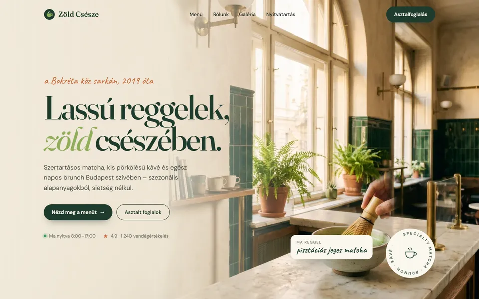 Zöld Csésze – matcha kávézó és brunch – előnézet